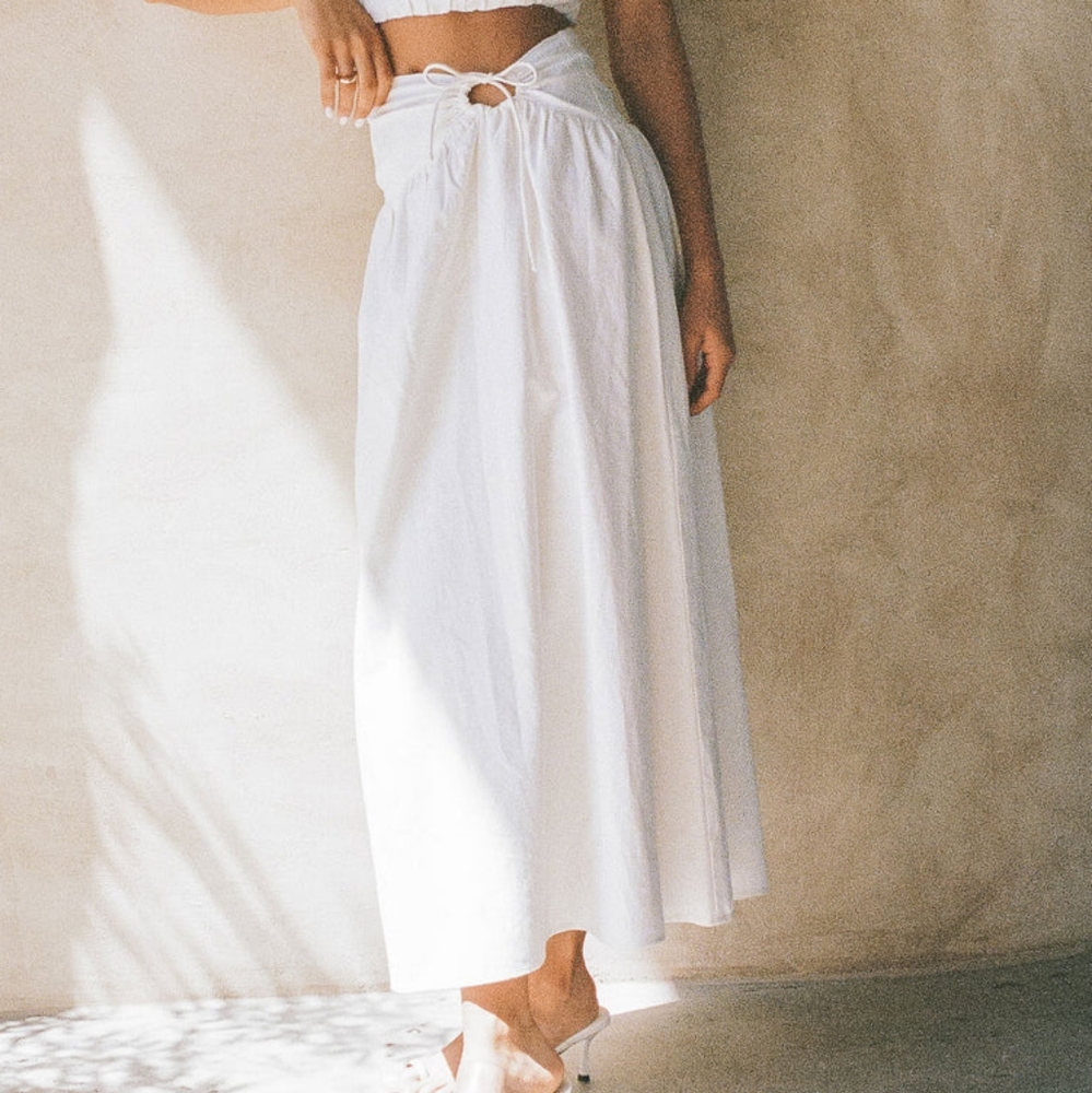 NWT Sabo Dahana Cotton Midi Skirt White Large